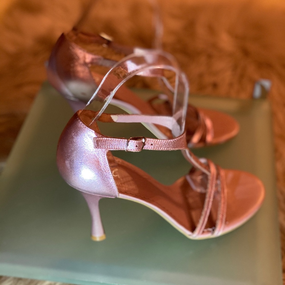BCBG Metallic Pink Strappy Sandal